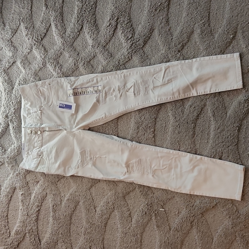 High rise white jeans